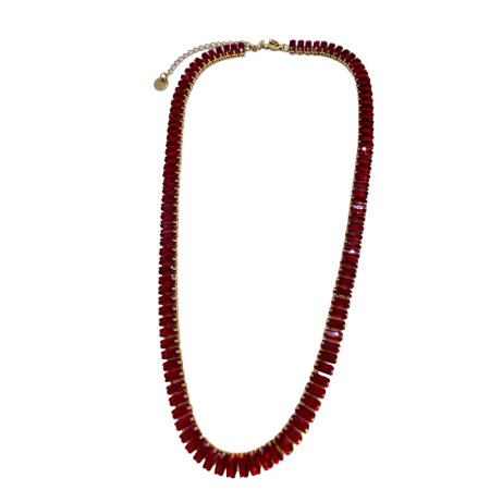 necklace steel gold red crystals2